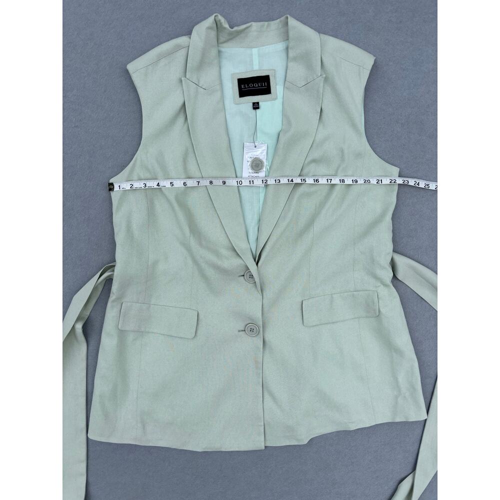 NWT Eloquii Women's Sage green‎ longline belted vest size 14 Linen Rayon blend - Picture 7 of 8